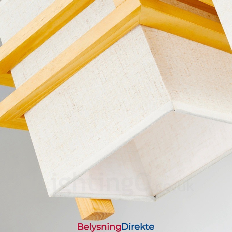 1 Lyspære I Tre, Retro Vintage, Med Stoffskjerm