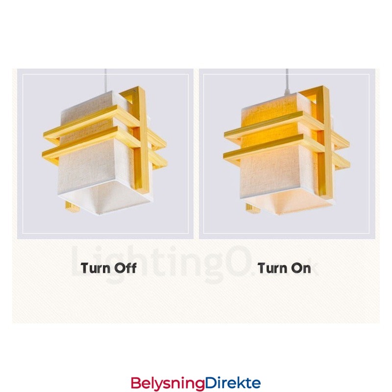 1 Lyspære I Tre, Retro Vintage, Med Stoffskjerm