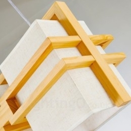 Retro Vintage Pendellampe I Tre Med 2 Lys Og Stoffskjerm