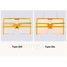 Retro Vintage Pendellampe I Tre Med 2 Lys Og Stoffskjerm