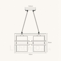 Retro Vintage Pendellampe I Tre Med 2 Lys Og Stoffskjerm