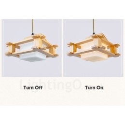 Lys Moderne, Samtidskunstnerisk Pendellampe I Tre Med Glassskjerm