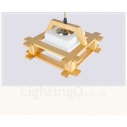 Lys Moderne, Samtidskunstnerisk Pendellampe I Tre Med Glassskjerm