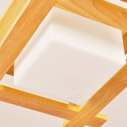 Lys Moderne, Samtidskunstnerisk Pendellampe I Tre Med Glassskjerm