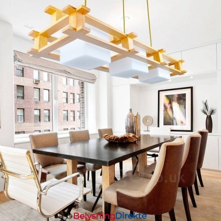 3-Pkt. Tre Moderne, Samtidskunstnerisk Nordisk Stil Pendellampe Med Glassskjerm