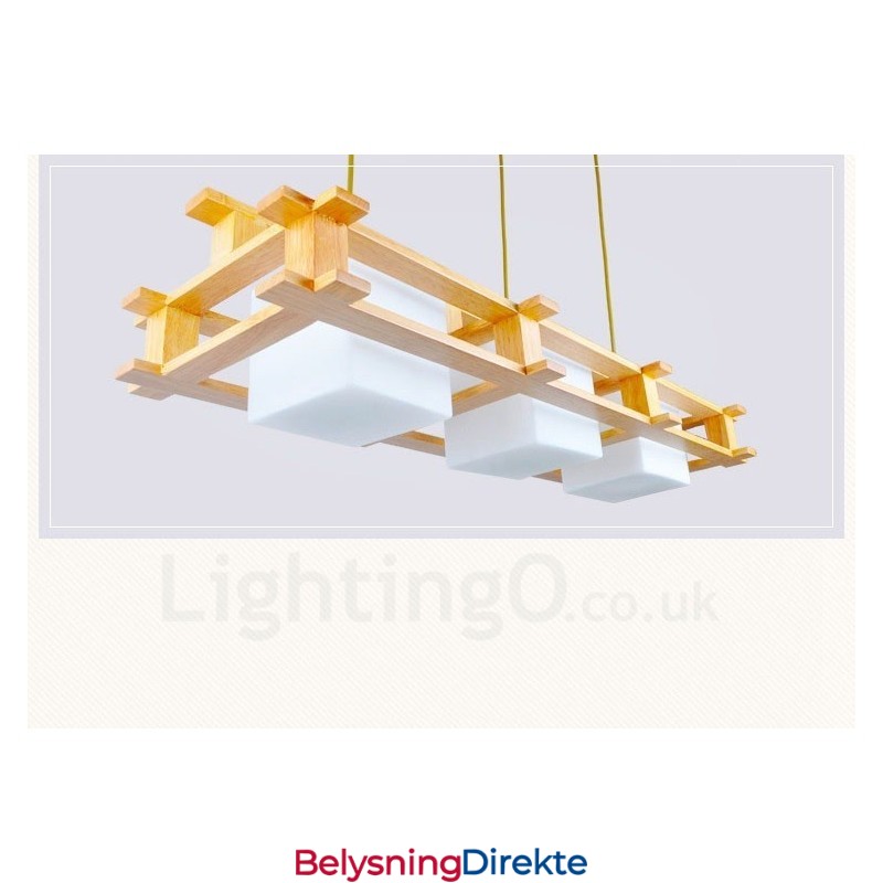 3-Pkt. Tre Moderne, Samtidskunstnerisk Nordisk Stil Pendellampe Med Glassskjerm