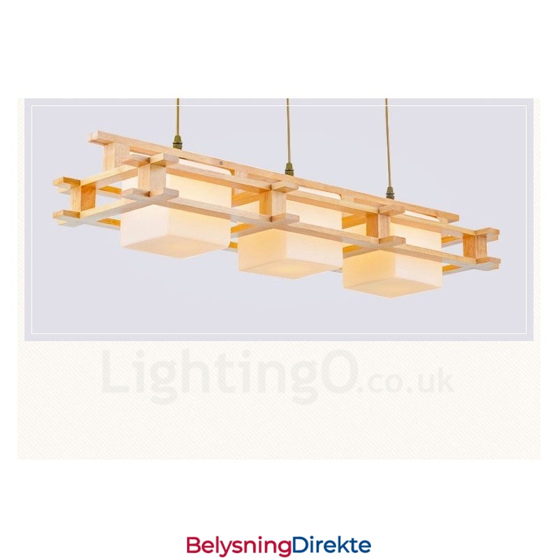 3-Pkt. Tre Moderne, Samtidskunstnerisk Nordisk Stil Pendellampe Med Glassskjerm