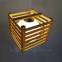 Lys Moderne, Samtidskunstnerisk Pendellampe I Tre Med Glassskjerm