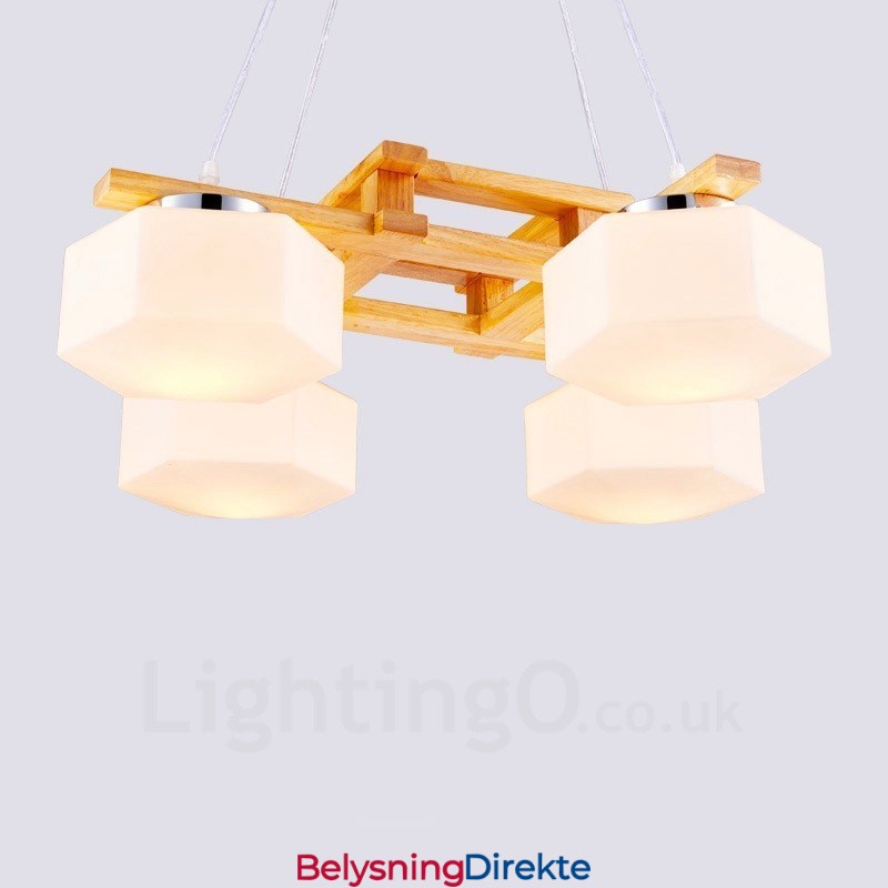 4-Lyss Tre Moderne Samtidskunstnerisk Nordisk Stil Pendellampe Med Glassskjerm