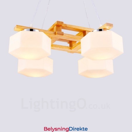 4-Lyss Tre Moderne Samtidskunstnerisk Nordisk Stil Pendellampe Med Glassskjerm