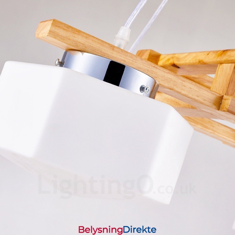 4-Lyss Tre Moderne Samtidskunstnerisk Nordisk Stil Pendellampe Med Glassskjerm