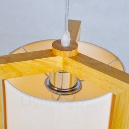 1 Lyskaster Moderne, Samtidskunstnerisk Pendellampe I Tre Med Stoffskjerm