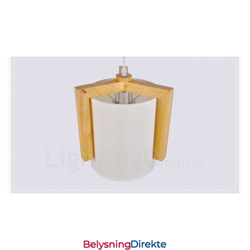 1 Lyskaster Moderne, Samtidskunstnerisk Pendellampe I Tre Med Stoffskjerm