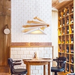 Moderne Og Moderne Pendellampe I Tre Med 1 Lys Og Treskjerm