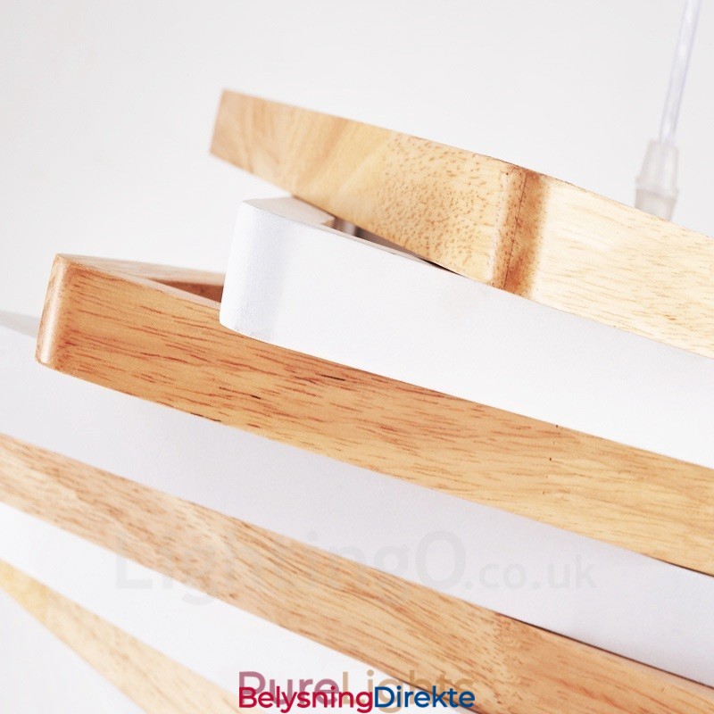 Moderne Og Moderne Pendellampe I Tre Med 1 Lys Og Treskjerm