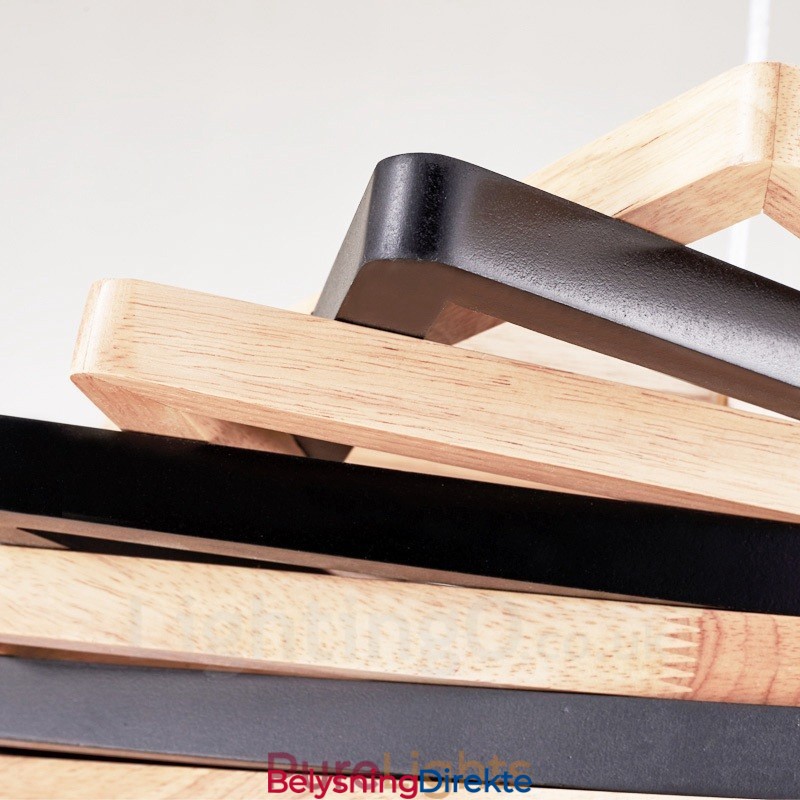 Moderne Og Moderne Pendellampe I Tre Med 1 Lys Og Treskjerm