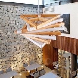 Moderne Og Moderne Pendellampe I Tre Med 1 Lys Og Treskjerm