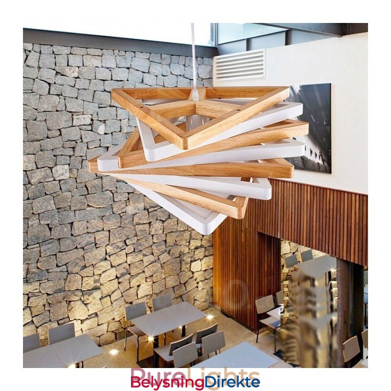 Moderne Og Moderne Pendellampe I Tre Med 1 Lys Og Treskjerm