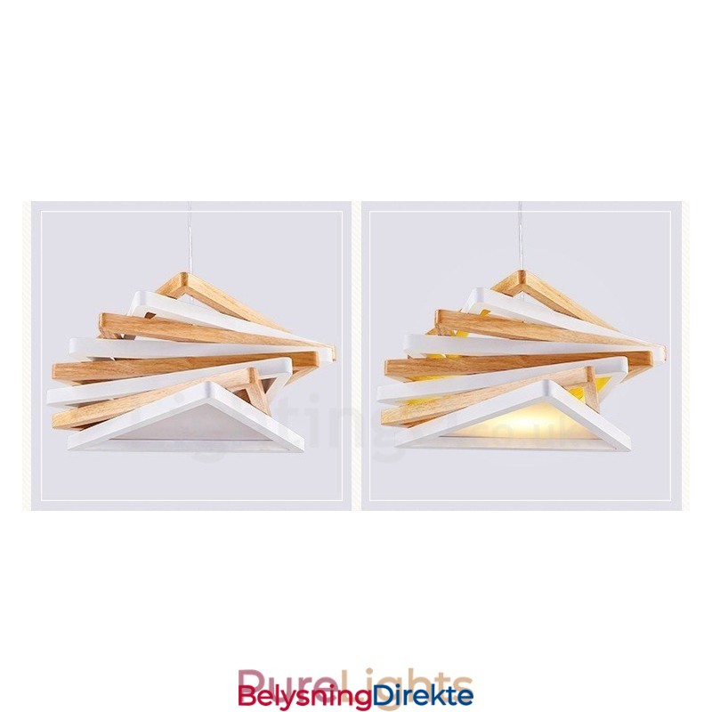 Moderne Og Moderne Pendellampe I Tre Med 1 Lys Og Treskjerm
