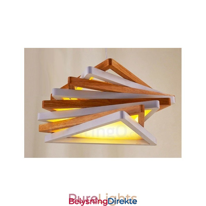 Moderne Og Moderne Pendellampe I Tre Med 1 Lys Og Treskjerm