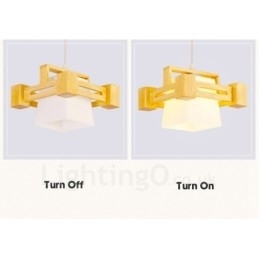 1 Lyskaster Moderne, Samtidskunstnerisk Pendellampe I Tre Med Stoffskjerm