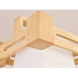 1 Lyskaster Moderne, Samtidskunstnerisk Pendellampe I Tre Med Stoffskjerm