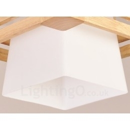 1 Lyskaster Moderne, Samtidskunstnerisk Pendellampe I Tre Med Stoffskjerm