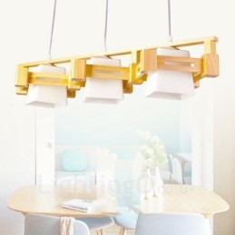 3-Pkt. Tre Moderne, Samtidskunstnerisk Pendellampe I Nordisk Stil Med Stoffskjerm