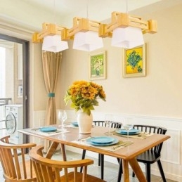 3-Pkt. Tre Moderne, Samtidskunstnerisk Pendellampe I Nordisk Stil Med Stoffskjerm