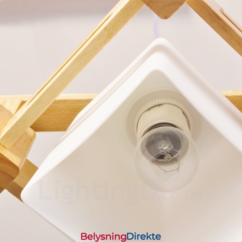 3-Pkt. Tre Moderne, Samtidskunstnerisk Pendellampe I Nordisk Stil Med Stoffskjerm