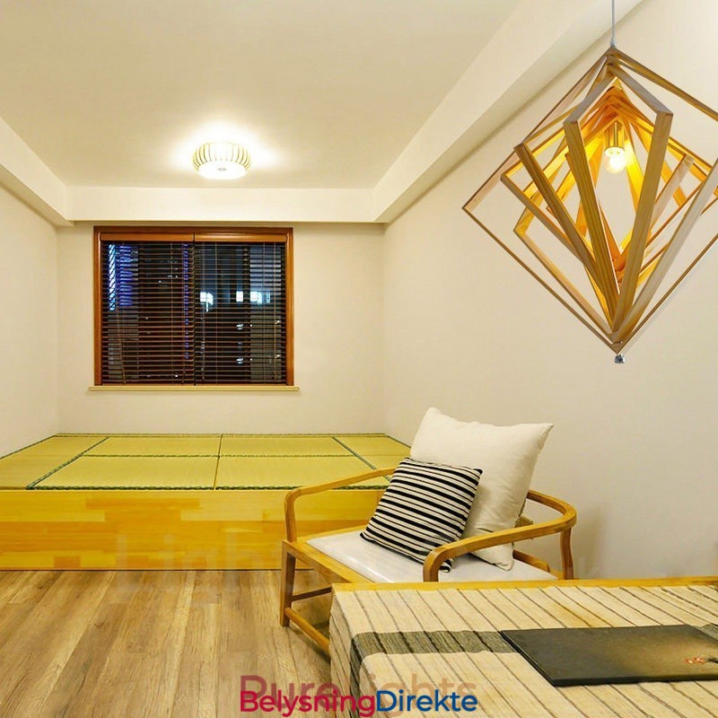 1 Lyskaster Moderne, Samtidskunstnerisk Nordisk Stil Pendellampe Med Treskjerm