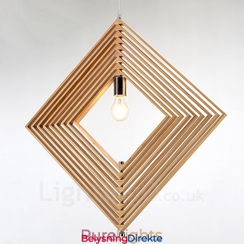 1 Lyskaster Moderne, Samtidskunstnerisk Nordisk Stil Pendellampe Med Treskjerm