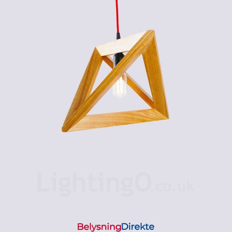 Moderne Og Moderne Pendellampe I Tre Med 1 Lys Og Treskjerm