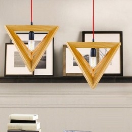 Moderne Og Moderne Pendellampe I Tre Med 1 Lys Og Treskjerm