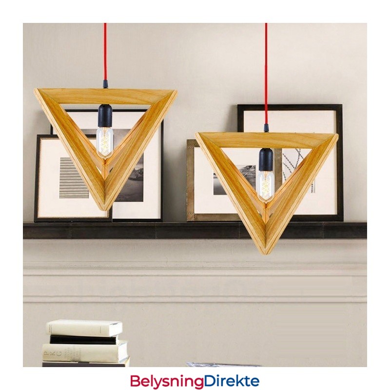 Moderne Og Moderne Pendellampe I Tre Med 1 Lys Og Treskjerm