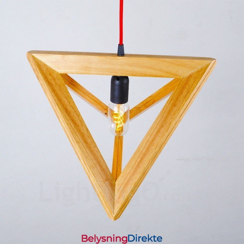 Moderne Og Moderne Pendellampe I Tre Med 1 Lys Og Treskjerm