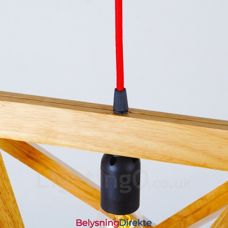 Moderne Og Moderne Pendellampe I Tre Med 1 Lys Og Treskjerm