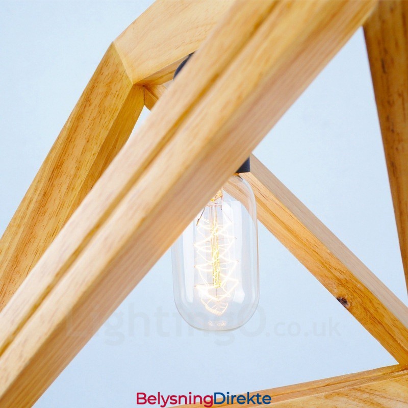 Moderne Og Moderne Pendellampe I Tre Med 1 Lys Og Treskjerm