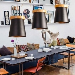 3-Pkt. Tre Moderne, Samtidskunstnerisk Nordisk Stil Pendellampe Med Jernskjerm