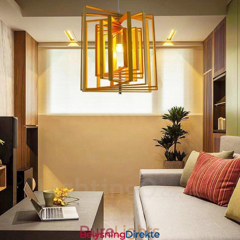 1 Lyskaster Moderne, Samtidskunstnerisk Nordisk Stil Pendellampe Med Treskjerm