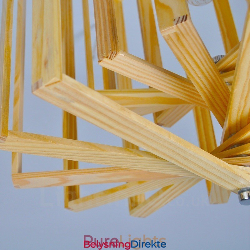 1 Lyskaster Moderne, Samtidskunstnerisk Nordisk Stil Pendellampe Med Treskjerm