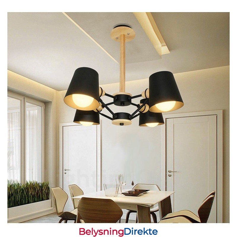 4-Lyss Tre Moderne Samtidskunstnerisk Nordisk Stil Pendellampe Med Jernskjerm