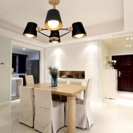 4-Lyss Tre Moderne Samtidskunstnerisk Nordisk Stil Pendellampe Med Jernskjerm