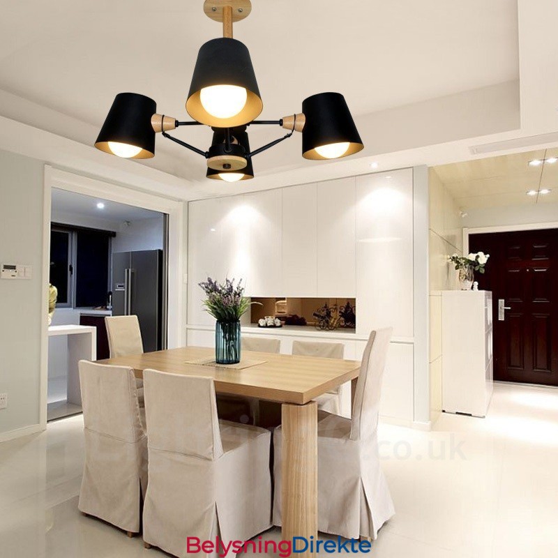 4-Lyss Tre Moderne Samtidskunstnerisk Nordisk Stil Pendellampe Med Jernskjerm