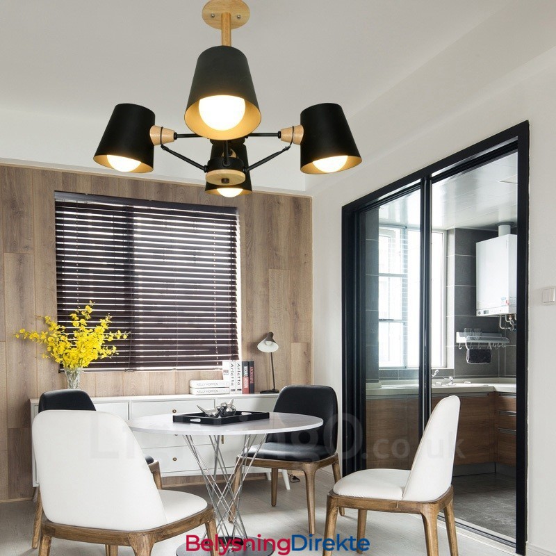4-Lyss Tre Moderne Samtidskunstnerisk Nordisk Stil Pendellampe Med Jernskjerm