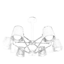 6 Lys Moderne Og Nordisk Pendellampe I Tre Med Jernskjerm