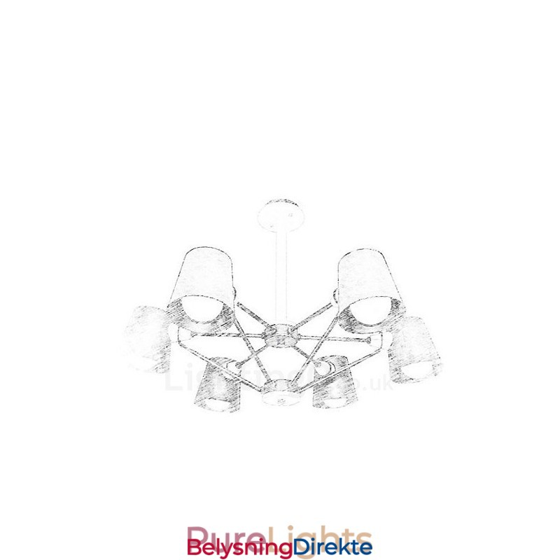 6 Lys Moderne Og Nordisk Pendellampe I Tre Med Jernskjerm