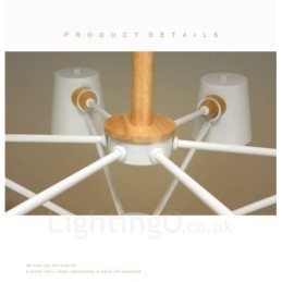 6 Lys Moderne Og Nordisk Pendellampe I Tre Med Jernskjerm