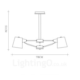6 Lys Moderne Og Nordisk Pendellampe I Tre Med Jernskjerm