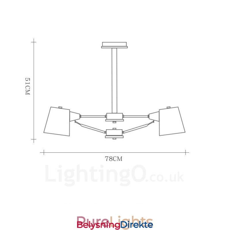 6 Lys Moderne Og Nordisk Pendellampe I Tre Med Jernskjerm